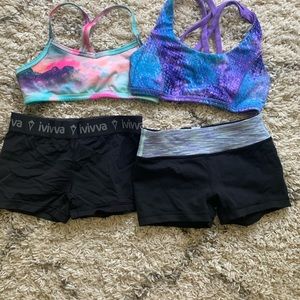 Ivivva shorts and sports bras